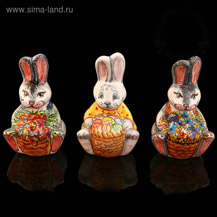 Сувенир «Кролик с корзиной», 14 см, ярославская майолика - Фото 1