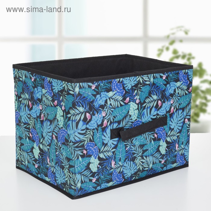 Короб стеллажный для хранения «Тропики», 37×27×27 см, цвет синий - Фото 1