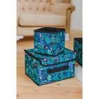 Короб стеллажный для хранения с крышкой «Тропики», 26×20×16 см, цвет синий - Фото 4