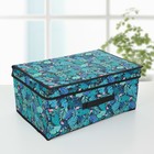 Короб стеллажный для хранения с крышкой «Тропики», 45×30×20 см, цвет синий - Фото 1