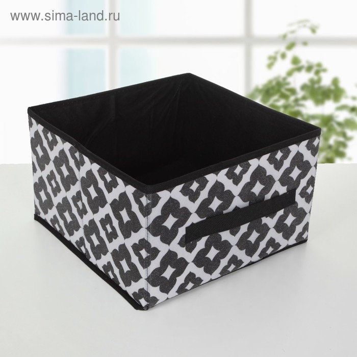 Короб стеллажный для хранения «Вензель», 29×29×18 см, цвет чёрно-белый - Фото 1