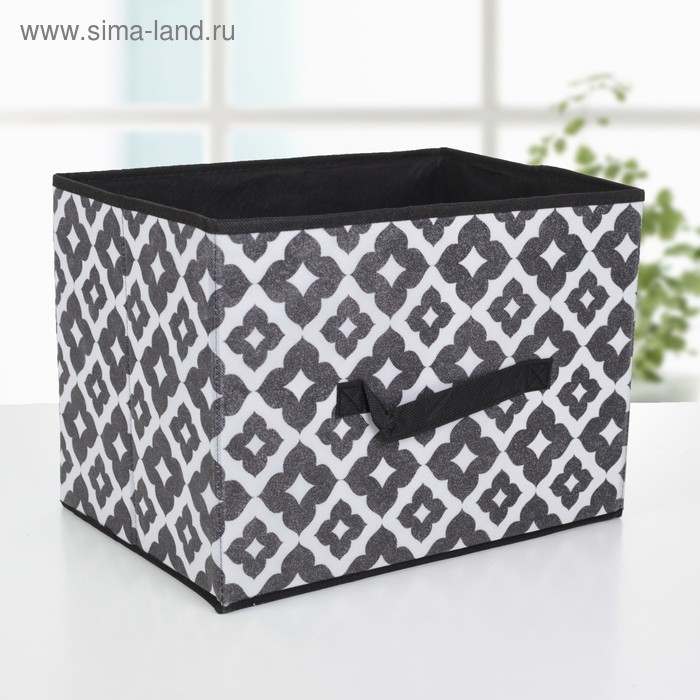 Короб стеллажный для хранения 37×27×27 см «Вензель», цвет чёрно-белый - Фото 1
