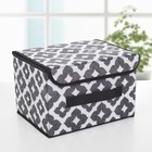 Короб стеллажный для хранения с крышкой «Вензель», 26×20×16 см, цвет чёрно-белый - Фото 1