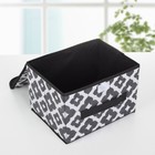 Короб стеллажный для хранения с крышкой «Вензель», 26×20×16 см, цвет чёрно-белый - Фото 2