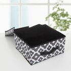 Короб стеллажный для хранения с крышкой 30×28×15 см «Вензель», цвет чёрно-белый - Фото 2