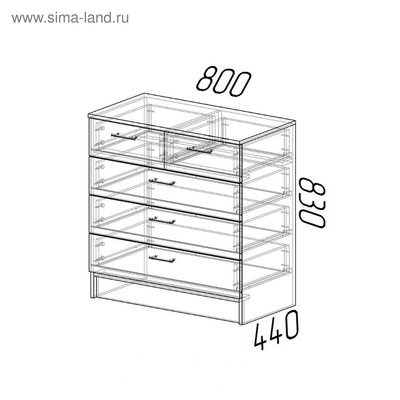 Комод для хранения «Эра. К800-3/2», 5 ящиков, 800×440×830 мм, цвет ясень шимо светлый/ясень шимо тёмный