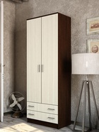 Шкаф прямой двухстворчатый «Дуэт», 2 ящика, 800×480×2200 мм, цвет венге/лоредо - Фото 1