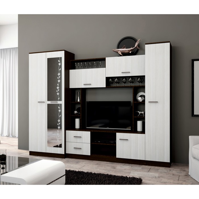 Стенка для гостиной «МАРТА», 2700×500×2100 мм, цвет венге, лоредо - Фото 1