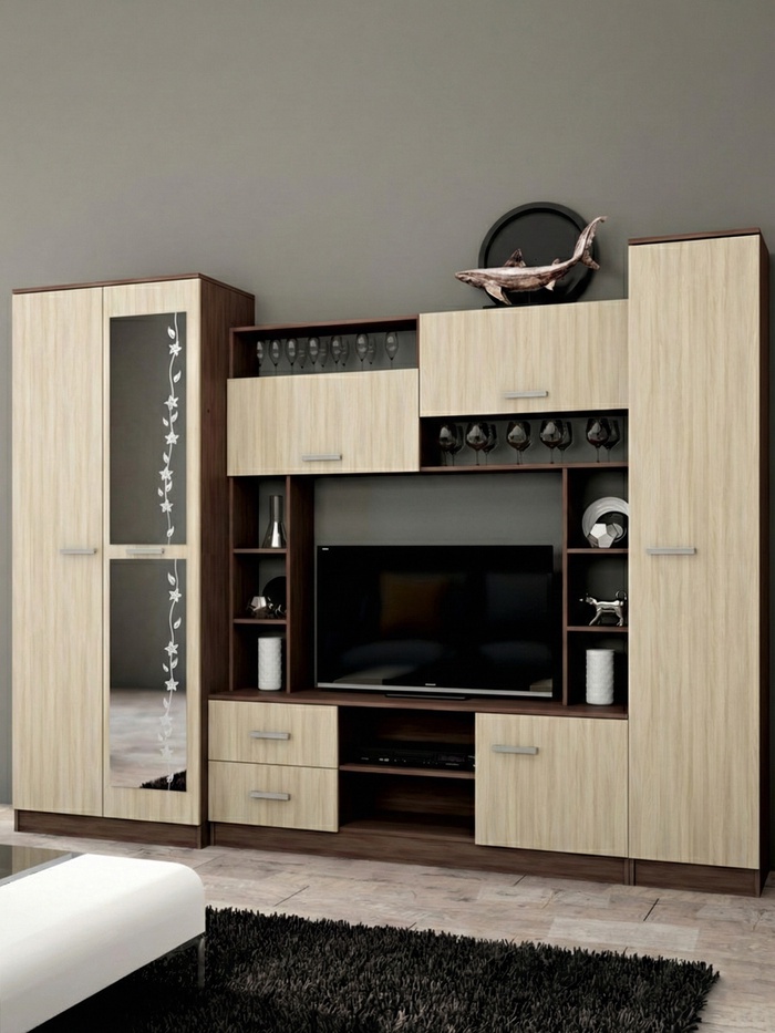 Стенка для гостиной «МАРТА», 2700×500×2100 мм, цвет ясень шимо светлый/ясень шимо тёмный - Фото 1