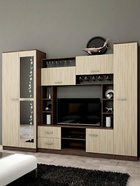 Стенка для гостиной «МАРТА», 2700×500×2100 мм, цвет ясень шимо светлый/ясень шимо тёмный 3402611