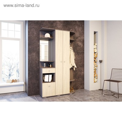 Прихожая «Виза», 1210×354×2032 мм, цвет ясень шимо светлый/ясень шимо тёмный