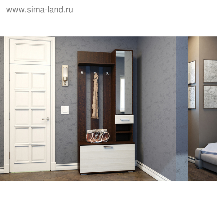 Вешалка с зеркалом «Ника», 910×354×2035 мм, цвет венге/лоредо - Фото 1