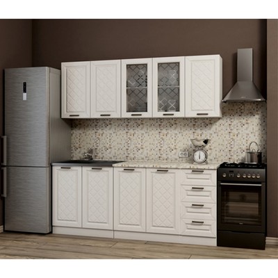 Кухонный гарнитур прямой «Агава», 2000 мм, цвет белый/лиственница светлая