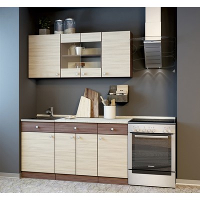 Кухонный гарнитур прямой «Шимо», 1500 мм, цвет ясень шимо тёмный/светлый