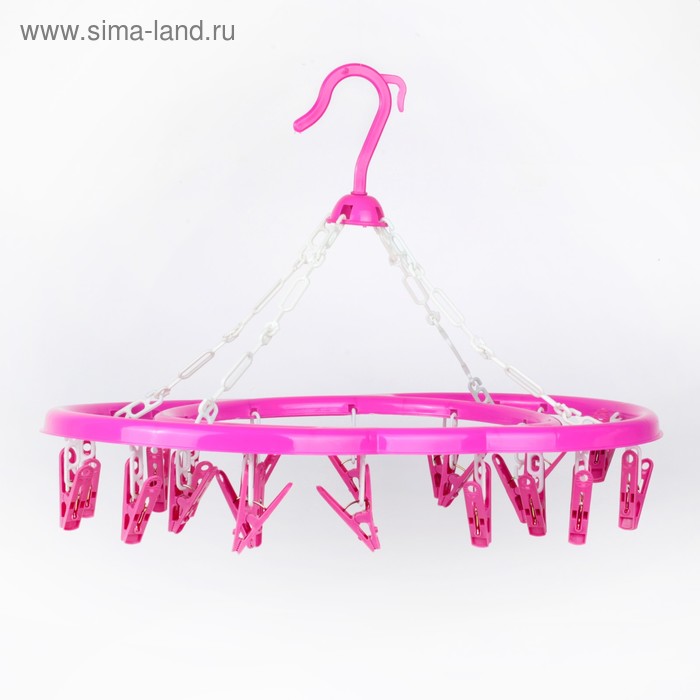 Сушилка для белья подвесная овальная 20 прищепок, цвет МИКС - Фото 1