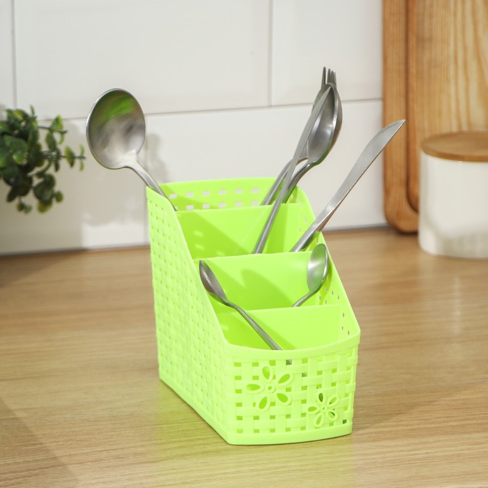 Подставка для столовых приборов «Влюбленность», 4 ячейки, 17×8×12,5 см, цвет МИКС - Фото 1