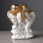 Статуэтка "Ангелы пара на камне", бело-золотая, гипс, 21 см - Фото 4