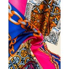 Платок женский, размер 130х130 см, цвет синий/оранжевый K09P554401 - Фото 3