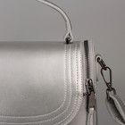 Сумка женская, отдел на молнии, наружный карман, длинный ремень, цвет серебристый - Фото 4