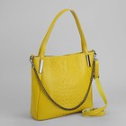 Сумка женская, отдел с перегородкой на молнии, наружный карман, длинный ремень, цвет жёлтый - Фото 1