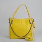 Сумка женская, отдел с перегородкой на молнии, наружный карман, длинный ремень, цвет жёлтый - Фото 2