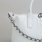 Сумка женская, отдел с перегородкой на молнии, наружный карман, длинный ремень, цвет белый - Фото 4