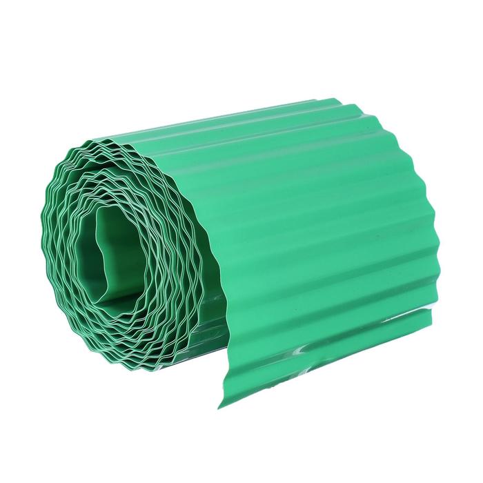 Лента бордюрная, 0.2 × 9 м, толщина 0.6 мм, пластиковая, гофра, зелёная, Greengo - фото 1908373242
