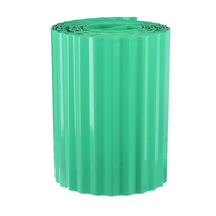Лента бордюрная, 0.2 × 9 м, толщина 0.6 мм, пластиковая, гофра, зелёная, Greengo - фото 1908373243