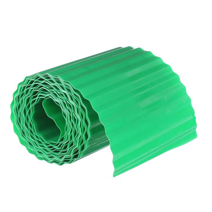 Лента бордюрная, 0.2 × 9 м, толщина 0.6 мм, пластиковая, гофра, зелёная, Greengo - фото 1908373246