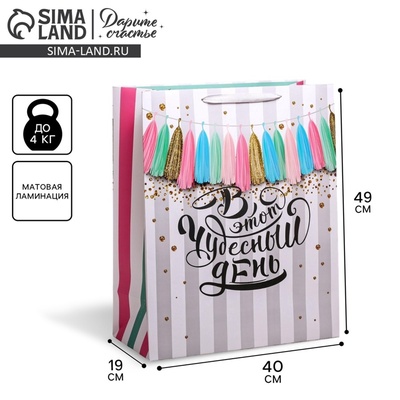Пакет подарочный ламинированный, упаковка, «В этот чудесный день», XL 49×40×19 см