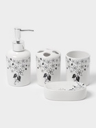 Аксессуары для ванной, 4 предмета, мыльница, дозатор для мыла, 2 стакана, белые - Фото 1