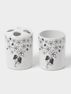 Аксессуары для ванной, 4 предмета, мыльница, дозатор для мыла, 2 стакана, белые - Фото 3