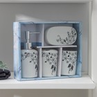 Набор для ванной, 4 предмета (мыльница, дозатор для мыла, 2 стакана), цвет белый - фото 8380659