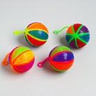 Мяч «Радуга», световой, 7,5 см, с пищалкой, на резинке, цвета МИКС - Фото 2