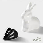 Набор фарфоровый для специй на бамбуковой подставке BellaTenero «Зайцы», 3 предмета: солонка 50 мл, перечница 20 мл, подставка, белый, чёрный - Фото 4