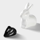 Набор фарфоровый для специй на бамбуковой подставке BellaTenero «Зайцы», 3 предмета: солонка 50 мл, перечница 20 мл, подставка, белый, чёрный - Фото 5