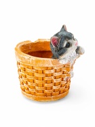 Фигурное кашпо для цветов «Котёнок в круглой корзине», 18×16.5×20.5 см, полистоун - Фото 2