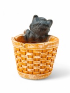 Фигурное кашпо для цветов «Котёнок в круглой корзине», 18×16.5×20.5 см, полистоун - Фото 3