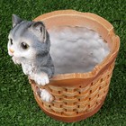 Фигурное кашпо "Котенок в круглой корзине" 20х18см - Фото 4
