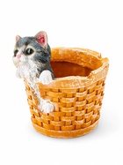 Фигурное кашпо для цветов «Котёнок в круглой корзине», 18×16.5×20.5 см, полистоун - Фото 4