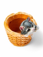 Фигурное кашпо для цветов «Котёнок в круглой корзине», 18×16.5×20.5 см, полистоун - Фото 5