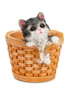 Фигурное кашпо для цветов «Котёнок в круглой корзине», 18×16.5×20.5 см, полистоун - Фото 6