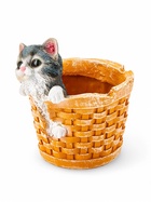 Декоративное кашпо для цветов «Котёнок в круглой корзине», 18×16.5×20.5 см, полистоун - Фото 6