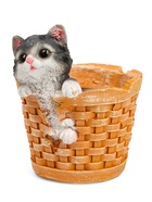 Фигурное кашпо для цветов «Котёнок в круглой корзине», 18×16.5×20.5 см, полистоун - Фото 7