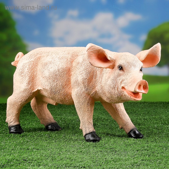 Садовая фигура из полистоуна «Свинка», 24×44 см - Фото 1