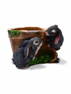 Декоративное кашпо для цветов «Зайцы у горшочка», 17 см, полистоун - Фото 5