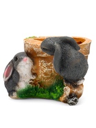 Декоративное кашпо для цветов «Зайцы у горшочка», 17 см, полистоун - Фото 6