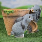 Декоративное кашпо для цветов «Зайцы у горшочка», 17 см, полистоун - Фото 11