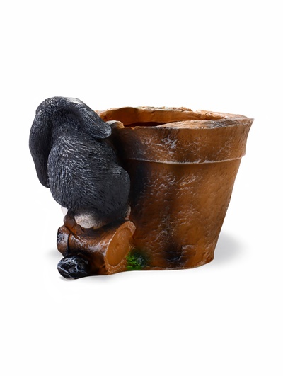 Декоративное кашпо для цветов «Зайцы у горшочка», 17 см, полистоун