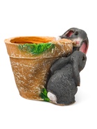 Декоративное кашпо для цветов «Зайцы у горшочка», 17 см, полистоун - Фото 3